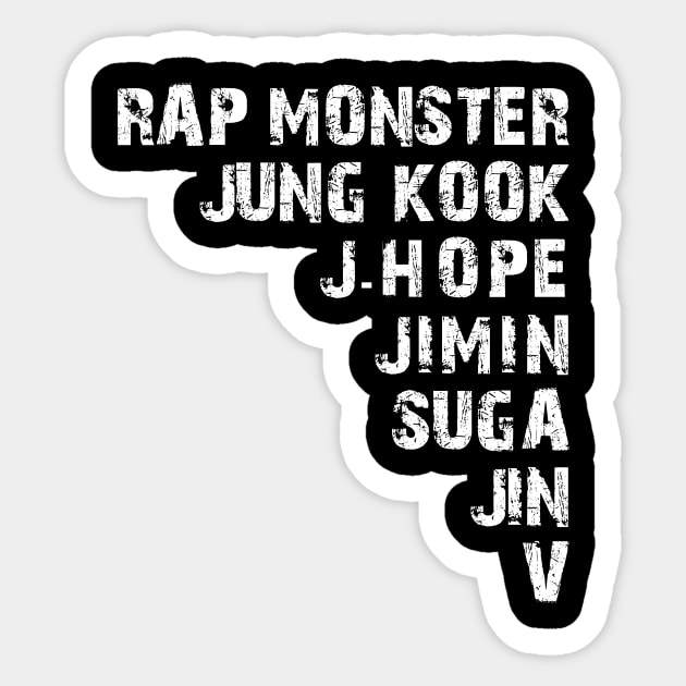 KPOP BTS BANGTAN BOYS MEMBERS NAMES Sticker by LySaTee